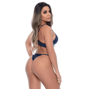 Conjunto Lingeries Cropped Sem Bojo Sutia em Renda Calcinha