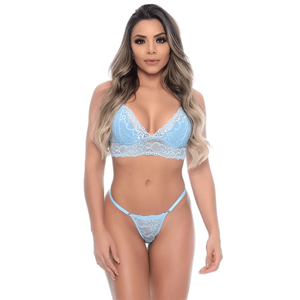 Conjunto Lingeries Cropped Sem Bojo Sutia em Renda Calcinha
