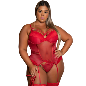 Espartilho Cinta Liga Luxo Plus Size com Bojo Strappy