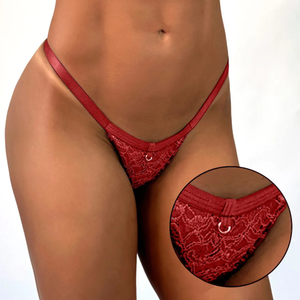 Calcinha Micro Fio Dental Renda Sensual com Regulagem Lateral