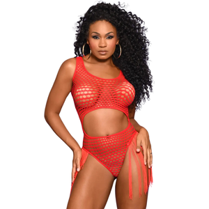 Body Arrastão sem Bojo Sensual com Franja Lateral