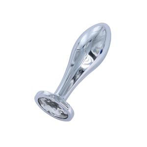 Plug Anal em Aço Formato Alongado com Joia Tamanho P