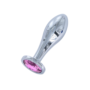Plug Anal em Aço Formato Alongado com Joia Tamanho P