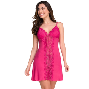 Camisola em Microfibra e Renda Frontal Sensual com Regulagem