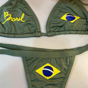 Conjunto Biquíni Brasil Cortininha Sem Bojo Fita Fio Dental