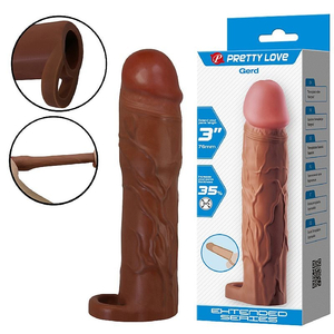 Capa Peniana Realista em CyberSkin com Anel para Escroto