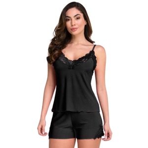 Baby Doll Sensual em Microfibra e Renda com Alças de Regulagem