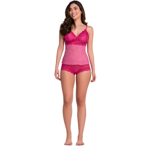 Baby Doll Sensual em Renda e Tule com Alças de Regulagem