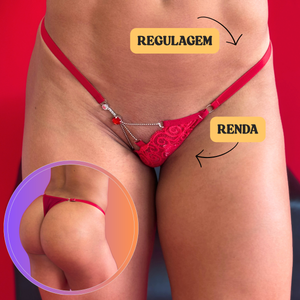 Calcinha Sensual de Luxo em Tule e Renda com Joia Frontal