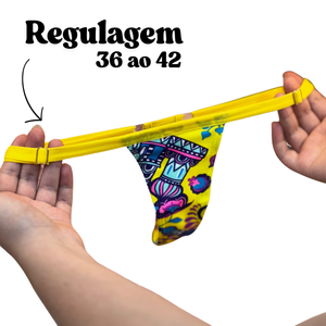 Calcinha Estampada Micro Fio Dental com Regulagem