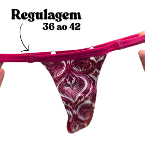 Calcinha Estampada Micro Fio Dental com Regulagem