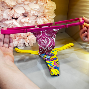 Calcinha Estampada Micro Fio Dental com Regulagem