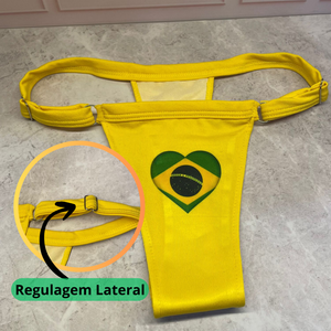Conjunto Biquíni Brasil Cortininha Sem Bojo Fita Fio Dental