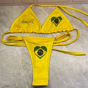 Conjunto Biquíni Brasil Cortininha Sem Bojo Fita Fio Dental