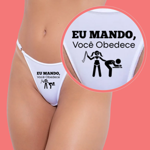 Calcinha Fio Dental Hotwife Cuckold Fetiche Sado Frases Corno Branco