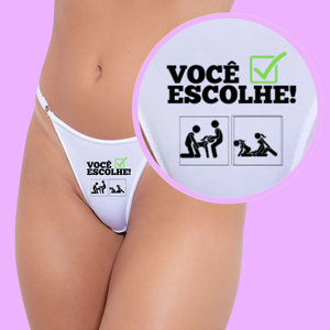 Calcinha Fio Dental Hotwife Cuckold Fetiche Sado Frases Corno Branco