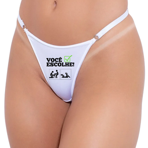 Calcinha Fio Dental Hotwife Cuckold Fetiche Sado Frases Corno Branco