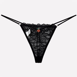 Calcinha Só o Fio com Pingente de Maçã Sexy em Renda e Strappy
