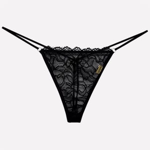 Calcinha Só o Fio com Pingente de Maçã Sexy em Renda e Strappy