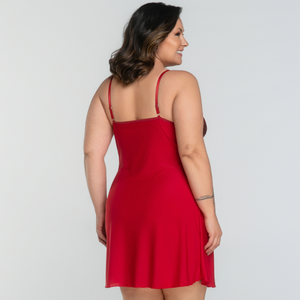 Camisola Plus Size em Microfibra e Renda Sensual com Regulagem