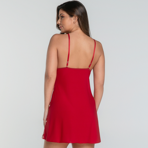 Camisola Sexy em Microfibra e Renda Bicolor Lateral com Regulagem