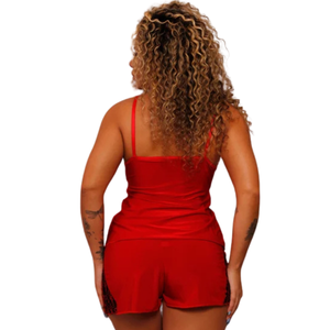 Baby Doll Bicolor Microfibra Detalhes em Renda Alças com Regulagem
