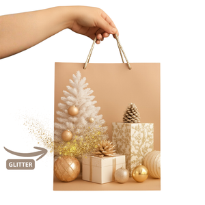 Embalagem de Presente Natal Sacola Premium Cartonada com Relevo