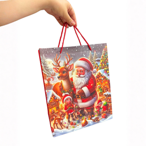 Embalagem de Presente Natal Sacola Premium Cartonada com Relevo