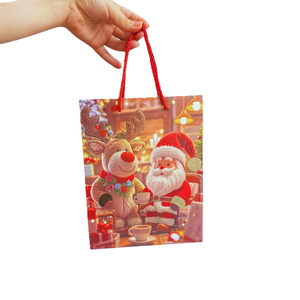 Embalagem de Presente Natal Sacola Premium Cartonada com Relevo