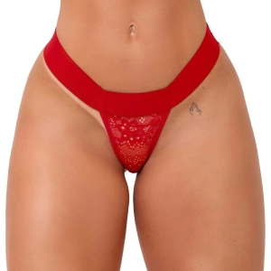 Calcinha Fio Dental em Renda com Elástico e Frases Picantes Vermelho