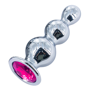 Plug Anal em Aço Escalonado com Joia 9,5x3cm