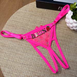 Calcinha com Abertura Personalizável em Tule com Bordado de Coração e Pingente
