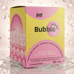Bubble Vibes 3 em 1 Vibra Aquece e Lubrifica com Esferas e Ativação Sensorial Sabor Chiclete 120g