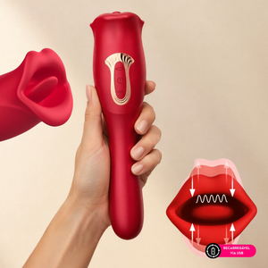 Vibrador Boca Estimuladora com Língua Ponto G Duplo Motor com Movimento Vai e Vem
