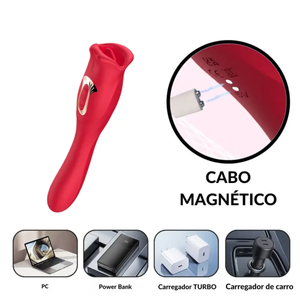 Vibrador Boca Estimuladora com Língua Ponto G Duplo Motor com Movimento Vai e Vem