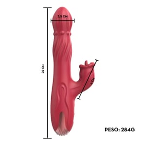 Vibrador Rotativo com Língua com Esferas e Estimulador Clitoriano Boca
