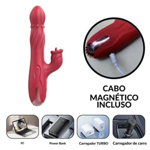 Vibrador Rotativo com Língua com Esferas e Estimulador Clitoriano Boca