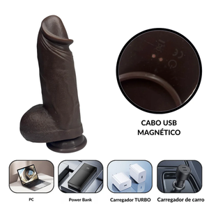 Pênis Realista com Vibrador Enorme Grosso 22x5cm com Dupla Camada Ventosa e Controle Remoto