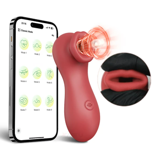 Vibrador Sugador Formato Boca com Controle por Aplicativo Celular 9 Modos
