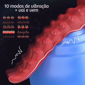 Vibrador em Formato de Tentáculo com Movimento Vai e Vem ventosa e Controle Remoto