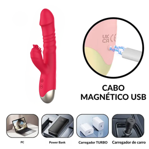 Vibrador com Estimulador de Clitóris e Vai e Vem