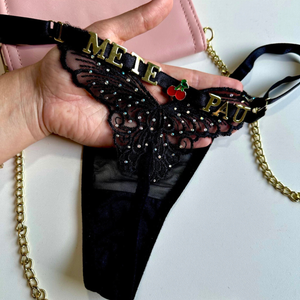 Calcinha Fio Dental Borboleta com Strass Personalizavel