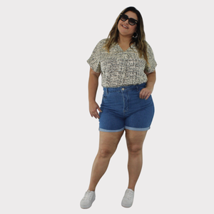 Bermuda Feminina Plus Size Jeans - 2104
