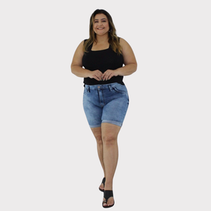 Bermuda Meia Coxa Feminina Plus size Jeans - 2717