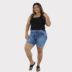 Bermuda Meia Coxa Feminina Plus size Jeans - 2717