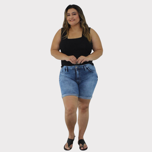 Bermuda Meia Coxa Feminina Plus size Jeans - 2717