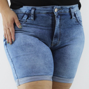 Bermuda Meia Coxa Feminina Plus size Jeans - 2717