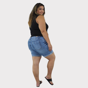 Bermuda Meia Coxa Feminina Plus size Jeans - 2717