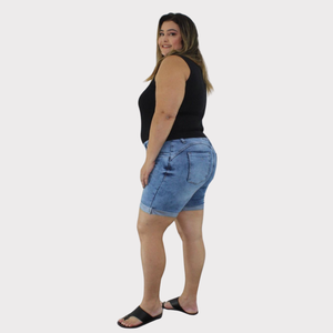 Bermuda Meia Coxa Feminina Plus size Jeans - 2717