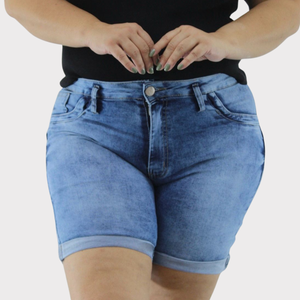Bermuda Meia Coxa Feminina Plus size Jeans - 2717